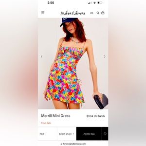 For Love and Lemons Merrill Mini dress size xs